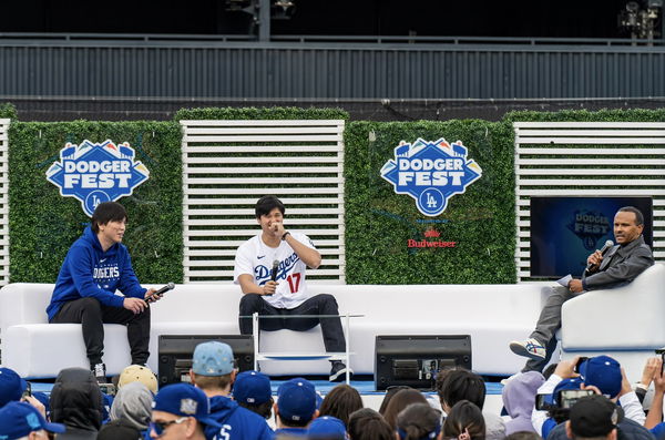 Shohei Ohtani and Ippei Mizuhara in Dodger Fest