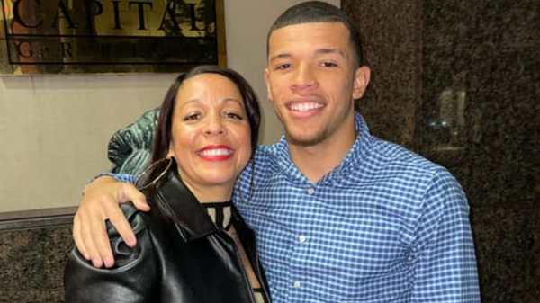 Skyy Moore with his mother, Timika Hastie