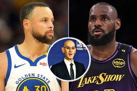 Stephen Curry, LeBron James, and Adam Silver