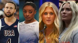 Stephen Curry, Simone Biles, Riley Gaines and MyKayla Skinner