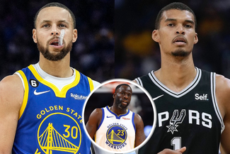 Stephen Curry, Victor Wembanyama and Draymond Green