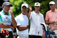 Steve Williams with Tiger Woods and Ted Scott with Scottie Scheffler