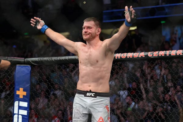 MMA: UFC 241-Cormier vs Miocic, August 17, 2019; Anaheim, CA, USA; Stipe Miocic celebrates his championship victory by T