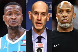Terry Rozier, Adam Silver, and Chauncey Billups