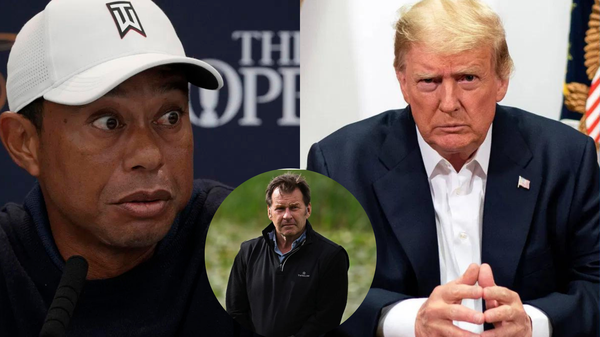 Tiger Woods Donald Trump Nick Faldo Collage