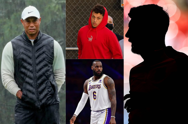 Tiger Woods, LeBron James, Patrick Mahomes, and Lionel Messi Silhouette