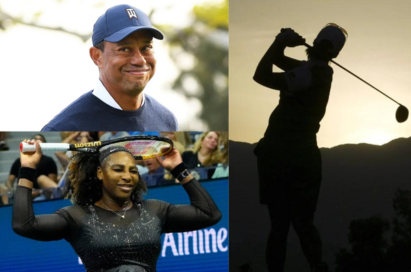 Tiger Woods, Serena Willams and Woman golfer silhouette