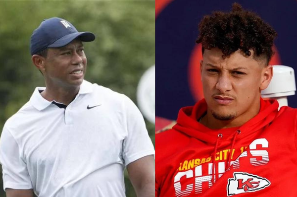 Tiger Woods and Patrick Mahomes collage