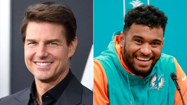 Tom Cruise (left) and Tua Tagovailoa (right)