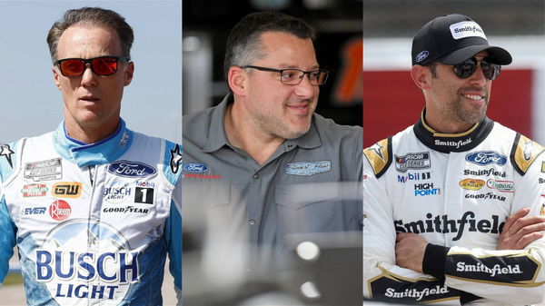 Tony Stewart, Kevin Harvick and Aric Almirola