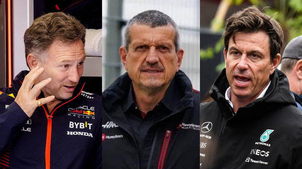 Christian Horner (L), Guenther Steiner (Center), and Toto Wolff (R)