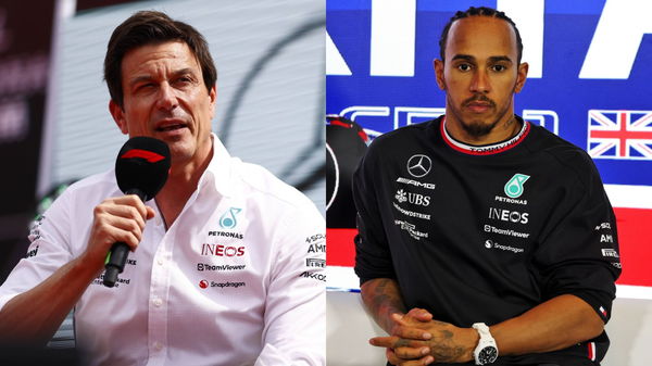 Toto Wolff (L) and Lewis Hamilton (R)