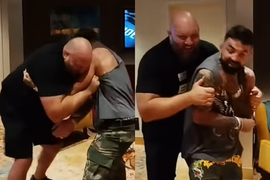 Ben Rothwell and Mike Perry in a play fight