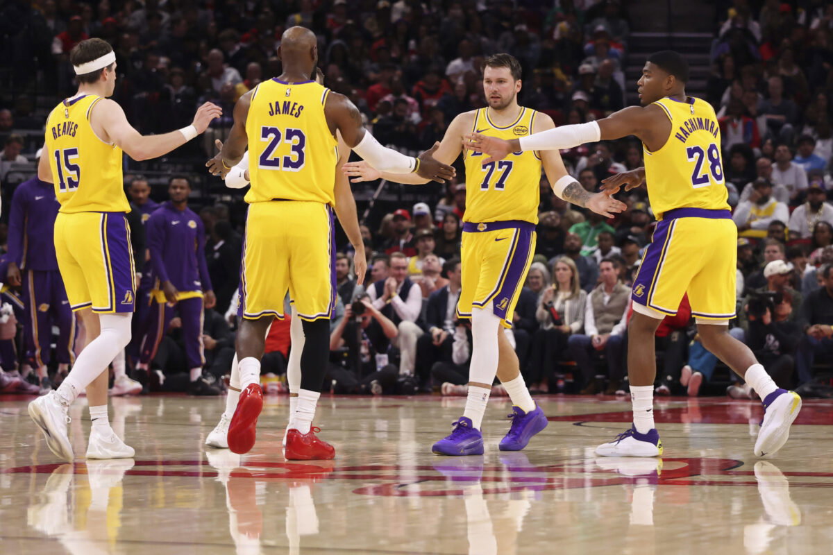 LeBron James and Lakers teammates