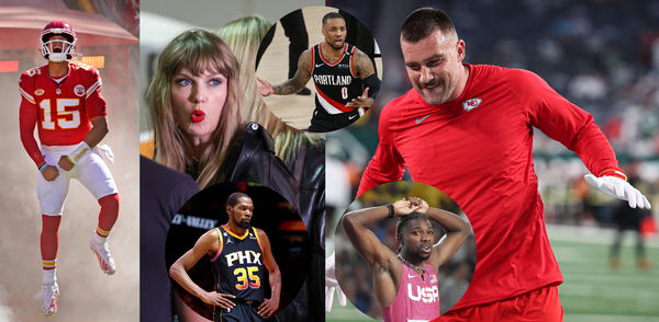 Kevin Durant, Travis Kelce, Damian Lillard, Noah Lyles, Taylor Swift, Patrick Mahomes