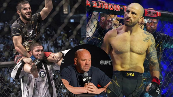 Alexander Volkanovski, Dana White and Islam Makhachev