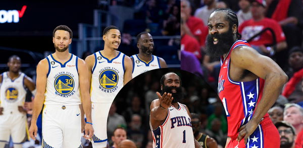 James Harden, Jordan Poole, Stephen Curry