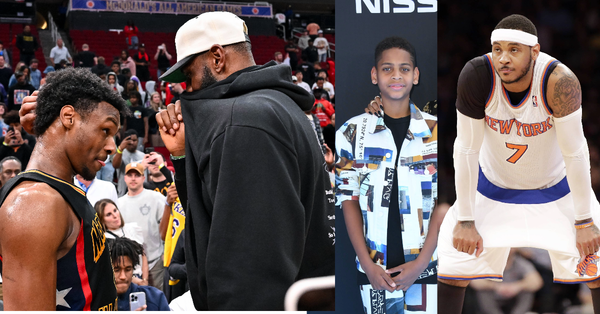 Bronny, LeBron James, Kiyan, and Carmelo Anthony Collage