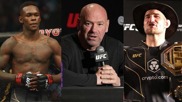 Sean Strickland, Dana White and Israel Adesanya