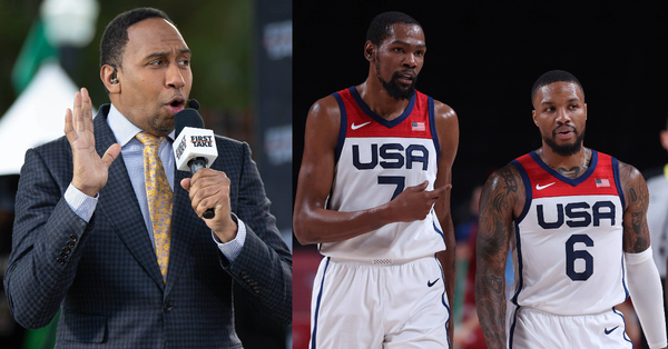 Stephen A. Smith, Kevin Durant, and Damian Lillard Collage