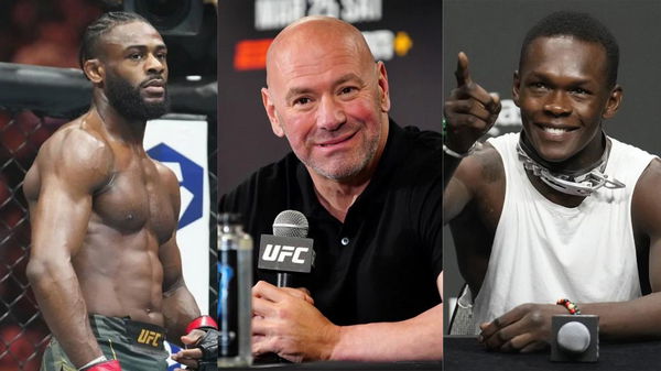 Aljamain Sterling, Dana White and Israel Adesanya