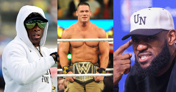 Deion Sanders, John Cena, and LeBron James Collage