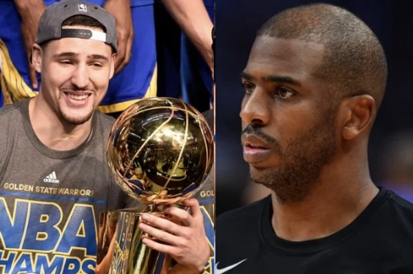 Klay Thompson and Chris Paul Collage