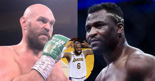 Tyson Fury, LeBron James, and Francis Ngannou Collage