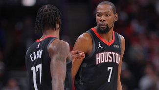 NBA Rockets Kevin Durant with teammate Tari Eason