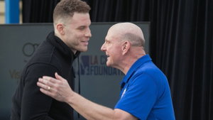 Blake Griffin and Steve Ballmer hugging it out.