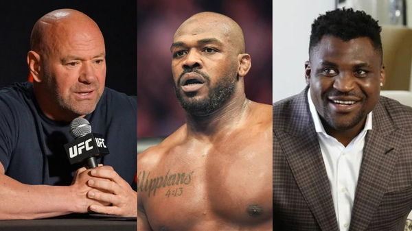 Dana White, Jon Jones and Francis Ngannou