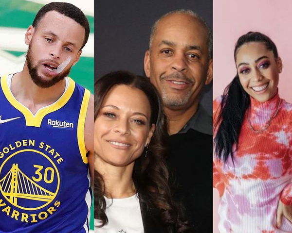 Stephen Curry, Sydel Curry, and parents Dell and Sonya