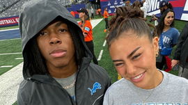 Jahmyr Gibbs and Nicole Anderson