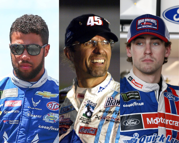 Bubba Wallace, Kyle Petty and Ryan Blaney