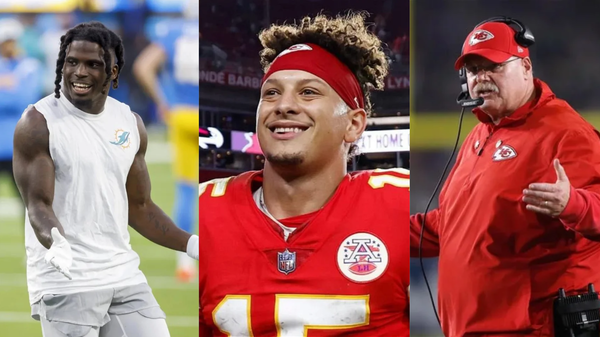 Tyreek Hill, Patrick Mahomes and Andy Reid