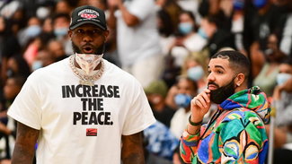 LeBron James and Drake at courtside