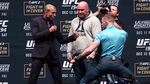 Jose Aldo and Conor McGregor face off