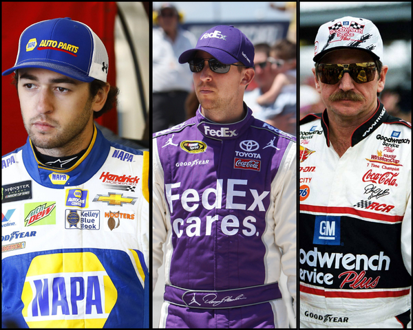 Chase Elliott, Denny Hamlin and Dale Earnhardt Sr