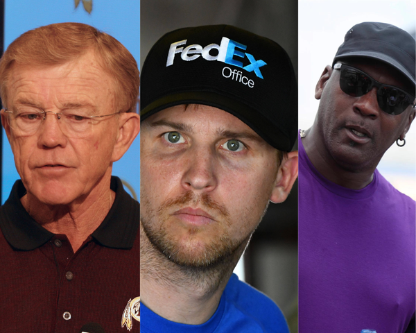 Joe Gibbs, Denny Hamlin and Michael Jordan