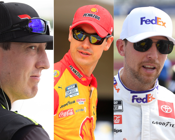 Kyle Busch, Joey Logano and Denny Hamlin