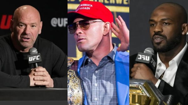 Dana White, Colby Covington and Jon Jones