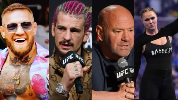 Conor McGregor, Sean O&#8217;Malley, Dana White and Ronda Rousey