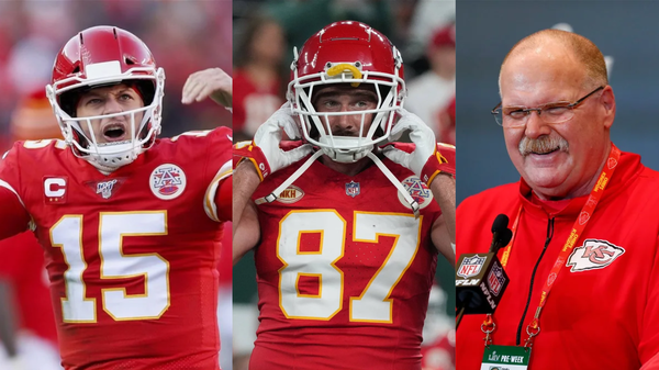 Patrick Mahomes, Travis Kelce and Andy Reid