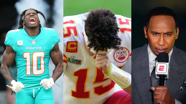 Tyreek Hill, Patrick Mahomes and Stephen A. Smith