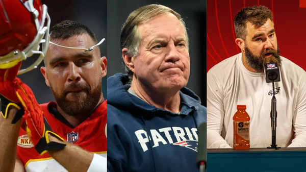 Travis Kelce, Bill Belichick and Jason Kelce