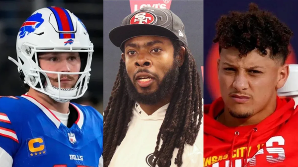 Josh Allen, Richard Sherman, and Patrick Mahomes