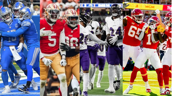 Detroit Lions, San Francisco 49ers, Baltimore Ravens, and Kansas City Chiefs