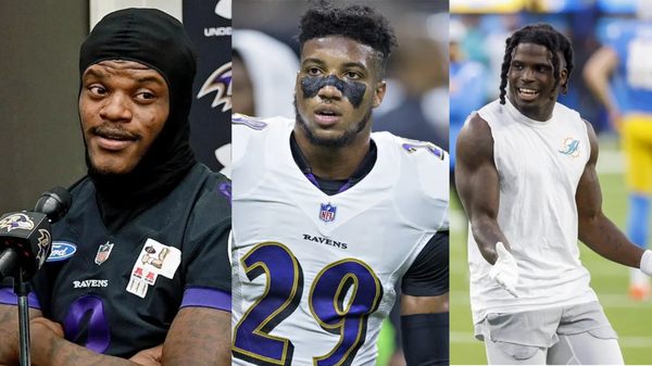 Lamar Jackson, Marlon Humphrey and Tyreek Hill