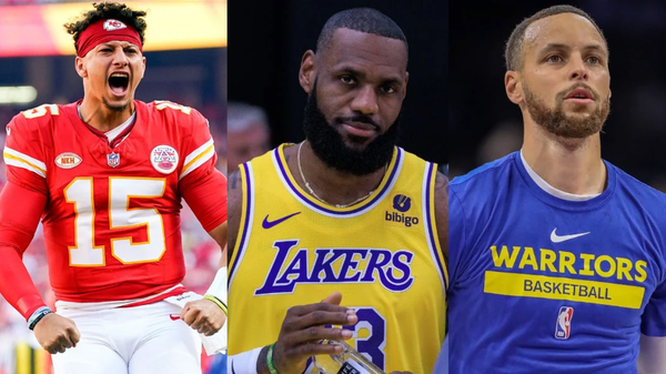 Patrick Mahomes, LeBron James and Stephen Curry