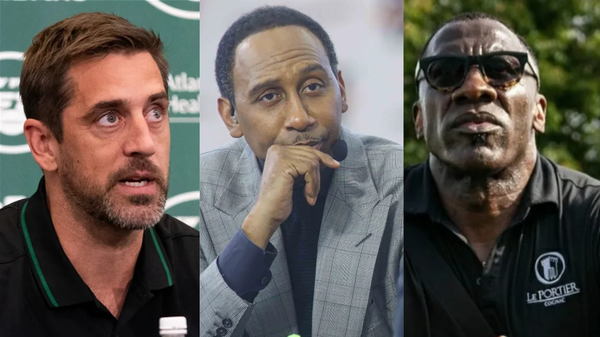 Aaron Rodgers, Stephen A. Smith, and Shannon Sharpe